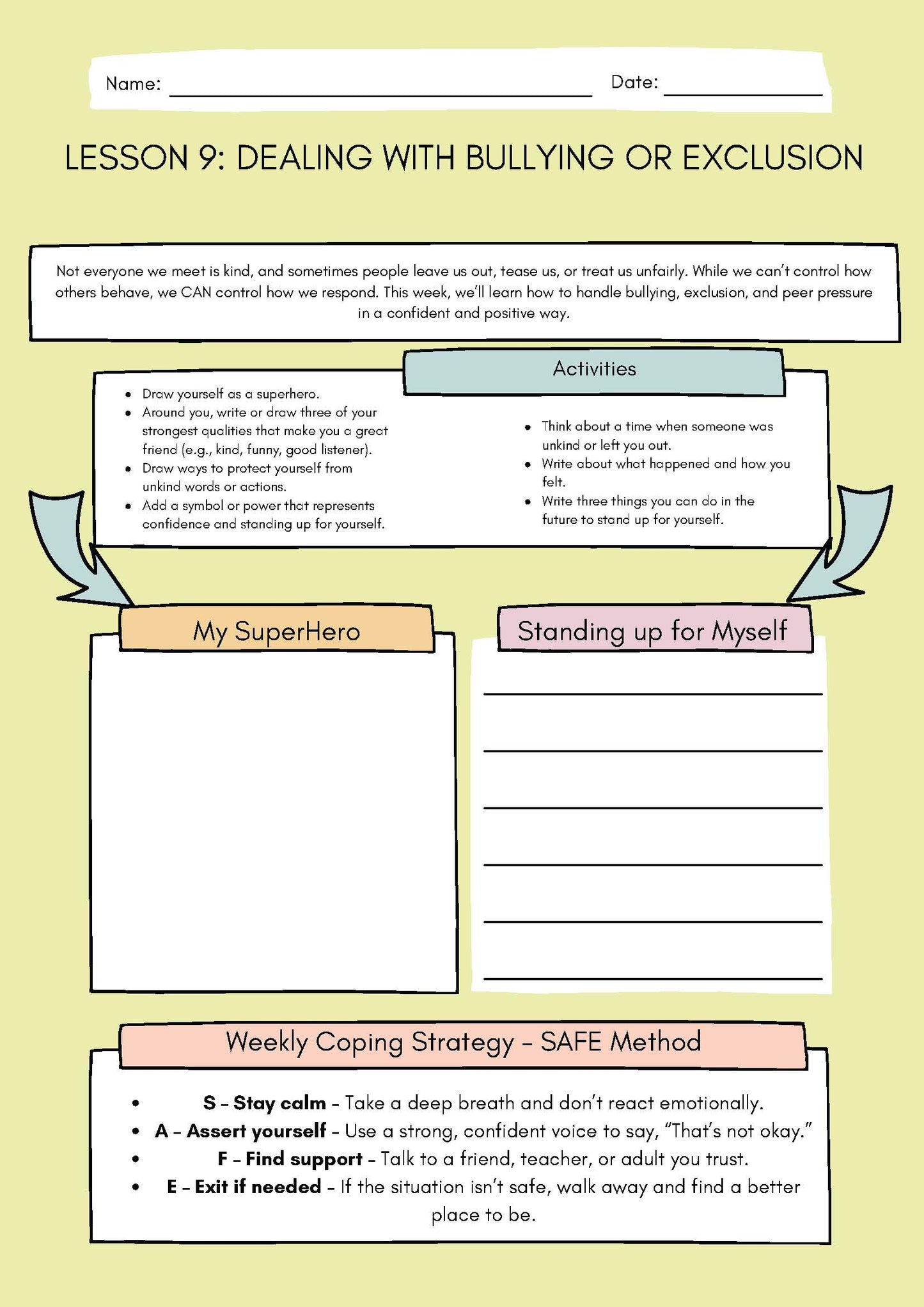 9. Dealing with Bullying or Exclusion (Social Skills Worksheet) Classroom Resources for Kids