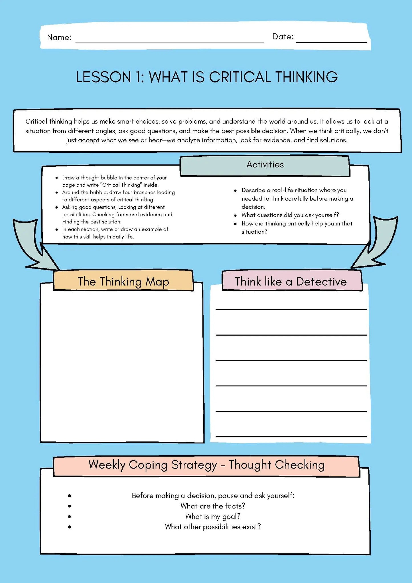 Critical Thinking & Problem Solving Workbook Classroom Resources for Kids