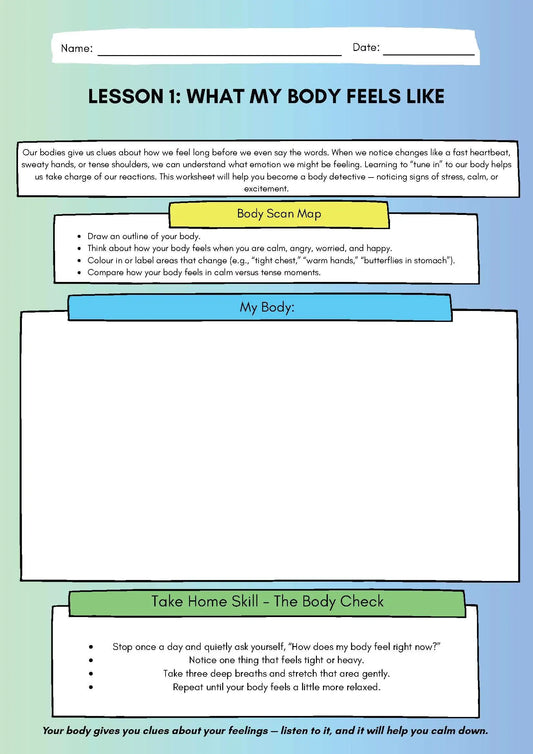 Emotion Regulation Through the Senses Workbook – Calm, Focused, and in Control Bundle Classroom Resources for Kids