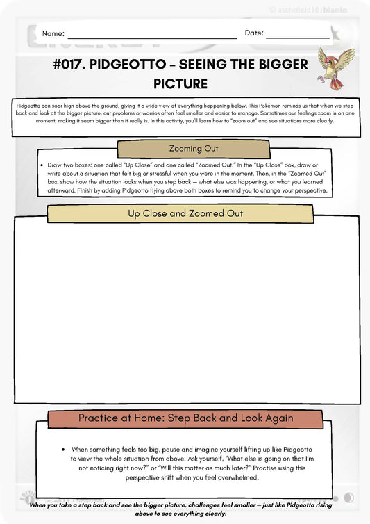 Pokémon SEL Worksheet: Pidgeotto – Seeing the Bigger Picture (SEL Resource #017) Classroom Resources for Kids