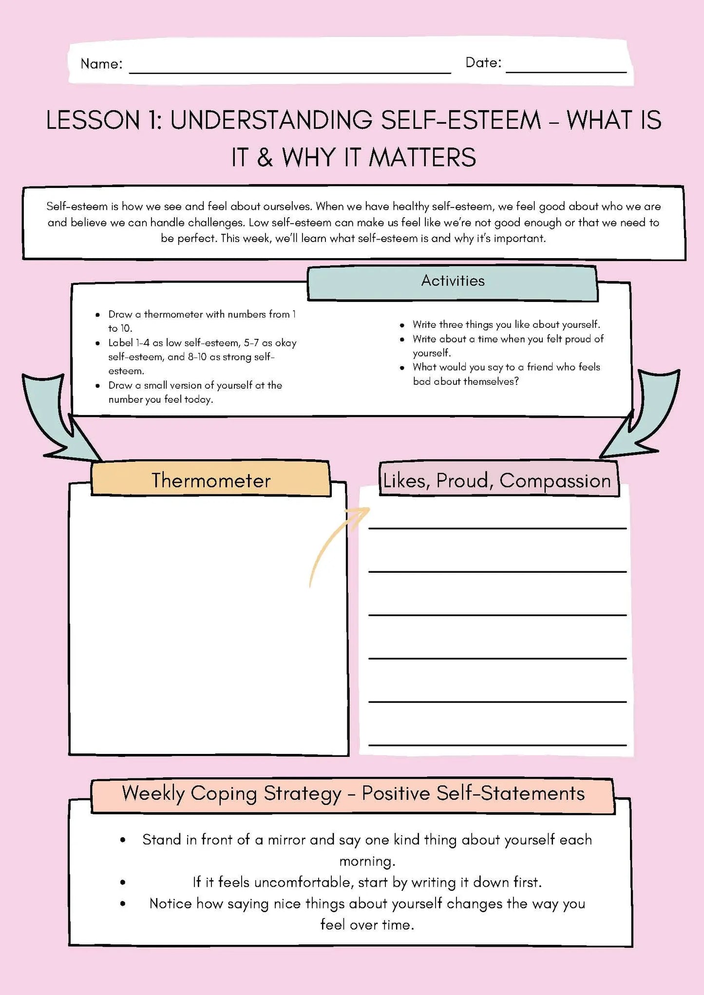 Ultimate Self Esteem Bundle - 10 Worksheets on Confidence and Resilience Classroom Resources for Kids