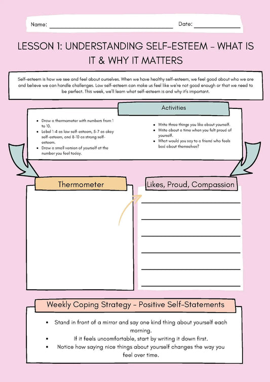 Ultimate Self Esteem Bundle - 10 Worksheets on Confidence and Resilience Classroom Resources for Kids