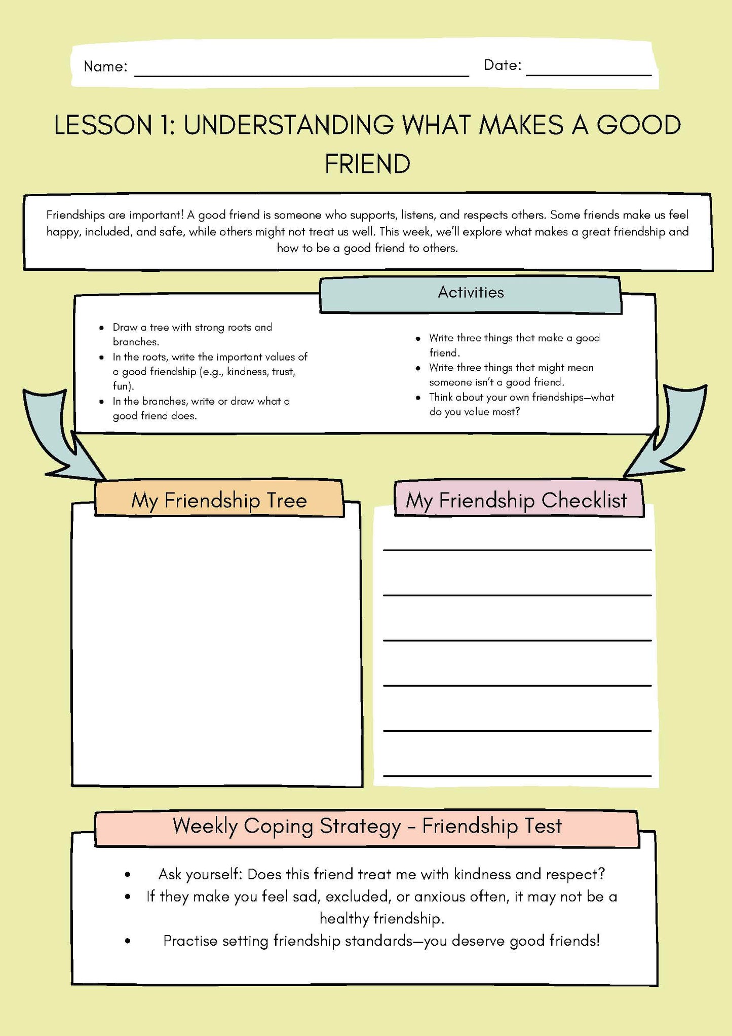 1. Understanding What Makes a Good Friend (Social Skills Worksheets) Classroom Resources for Kids