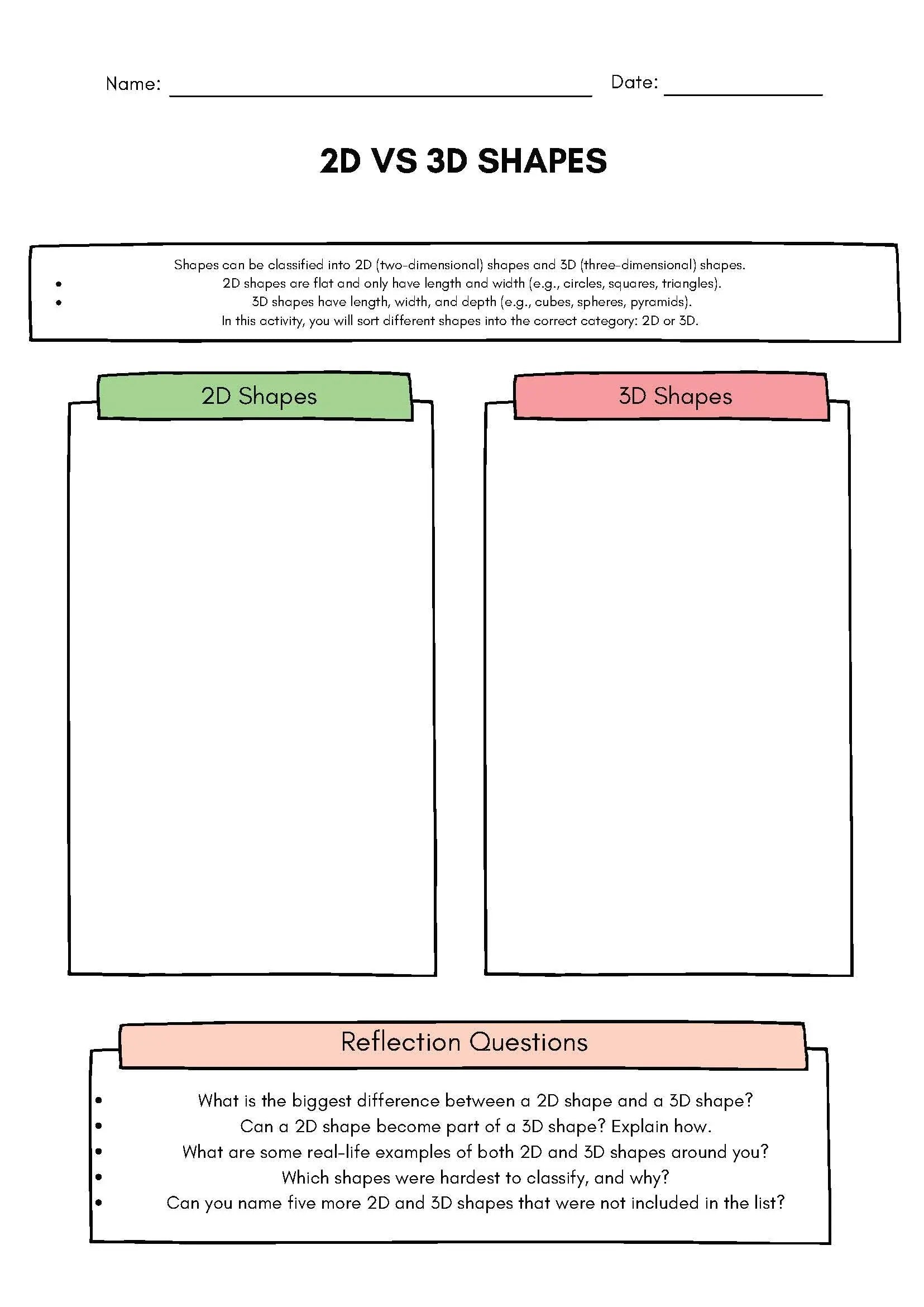 2D Shapes vs 3D Shapes Sorting Activity – Fun & Hands-On Geometry Game for Kids! Classroom Resources for Kids
