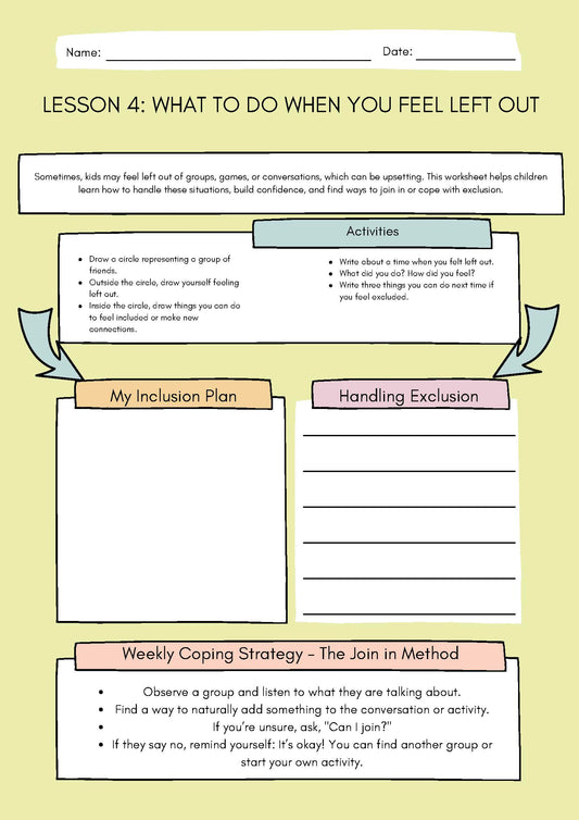 4. What to do when you feel left out (Social Skills Worksheets) Classroom Resources for Kids