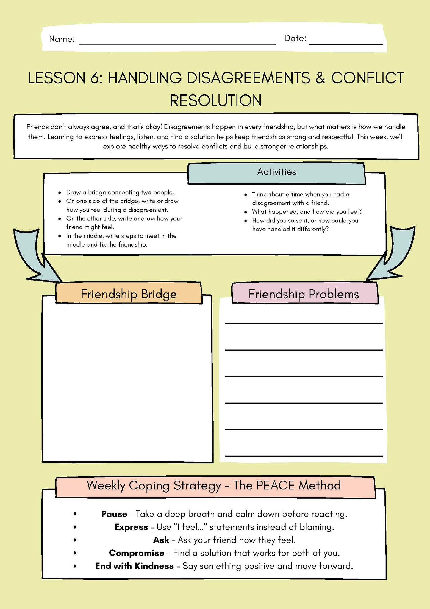 6. Handling Disagreements & Conflict Resolution (Social Skills Worksheet) Classroom Resources for Kids