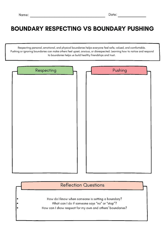 Boundary Respecting vs Boundary Pushing – Social Skills Sorting Activity Classroom Resources for Kids