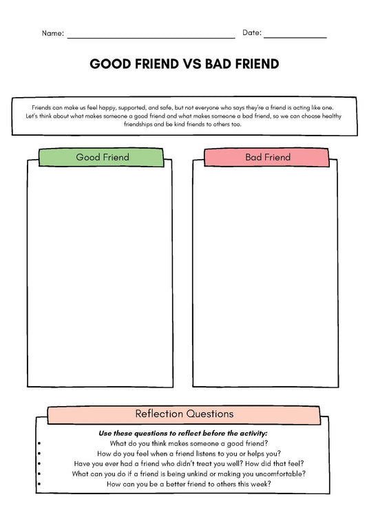 Good Friend vs Bad Friend – Social Skills & Friendship Sorting Activity Classroom Resources for Kids