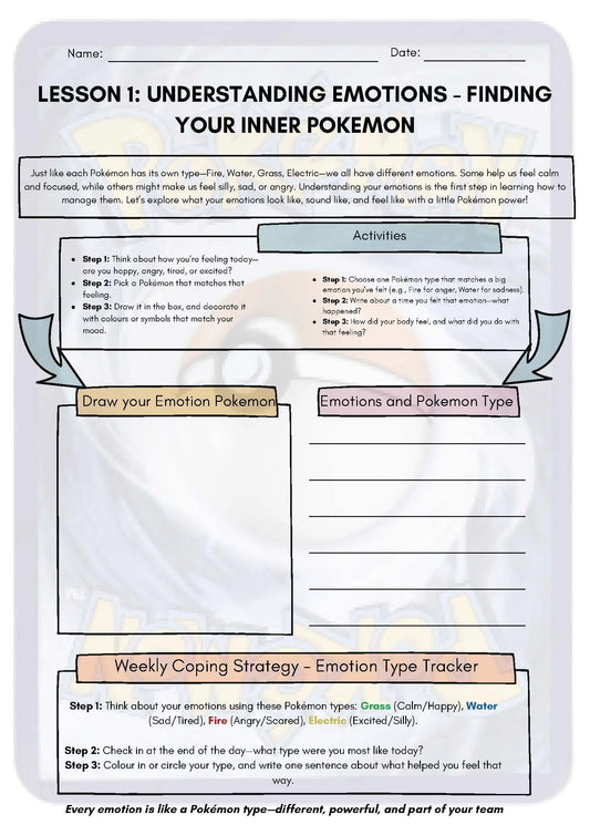 Complete Pokémon Mental Health Workbook Bundle Classroom Resources for Kids