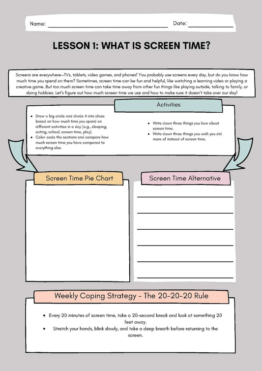 THE ULTIMATE SCREEN TIME & DIGITAL BALANCE WORKBOOK Classroom Resources for Kids