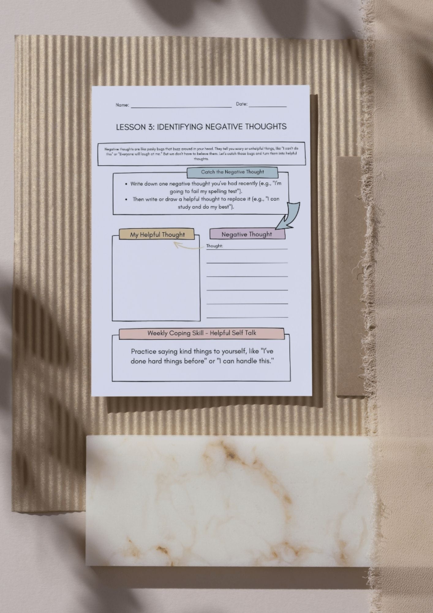 3. Identifying Negative Thoughts (CBT for kids) Classroom Resources for Kids