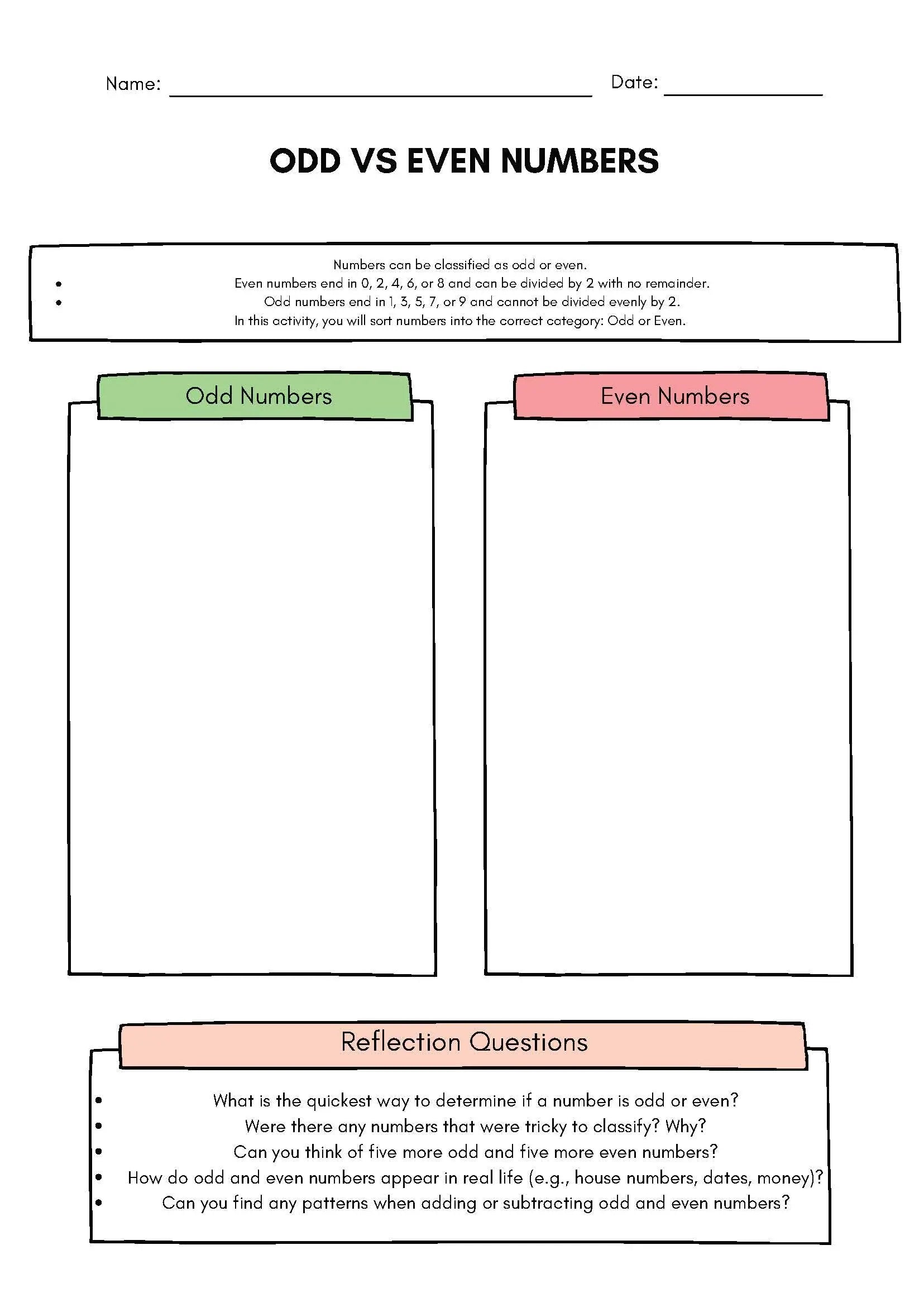 Odd vs Even Numbers Sorting Activity – Fun & Interactive Math Game for Kids! Classroom Resources for Kids