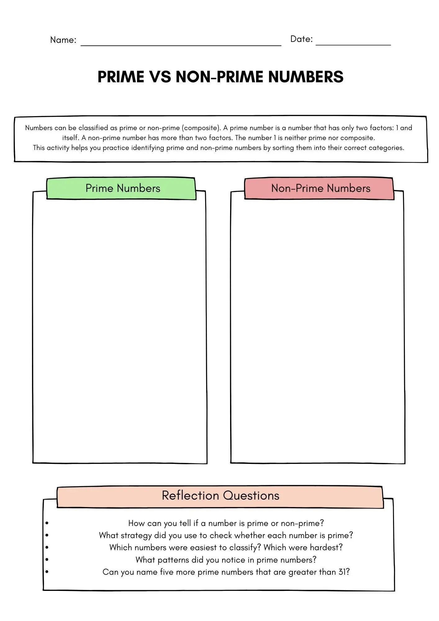 Prime Numbers vs Non-Prime Numbers Sorting Activity – Fun & Engaging Math Game Classroom Resources for Kids