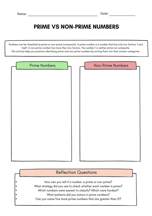 Prime Numbers vs Non-Prime Numbers Sorting Activity – Fun & Engaging Math Game Classroom Resources for Kids